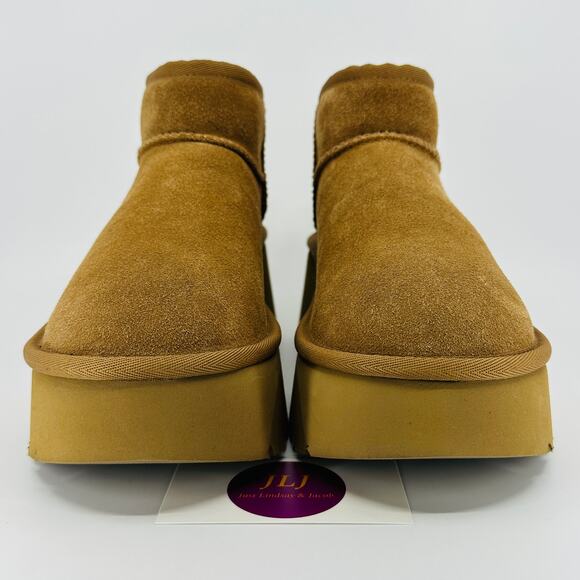 UGG Womens Classic Ultra Mini New Heights Chestnut Platform Boots 1158311 Size 7 - Picture 2 of 12